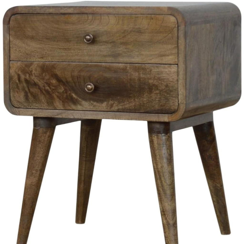 Solid Wood Two Drawer Nightstand - Natural