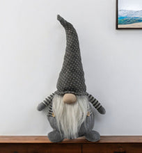 Load image into Gallery viewer, Fabric Christmas Santa Mrs. Claus Standing Gnome - Gray / White
