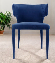 Load image into Gallery viewer, Upholstered Velvet Wing Back Dining Arm Chair - Blue
