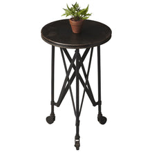 Load image into Gallery viewer, Industrial Rolling Round End Table - Black
