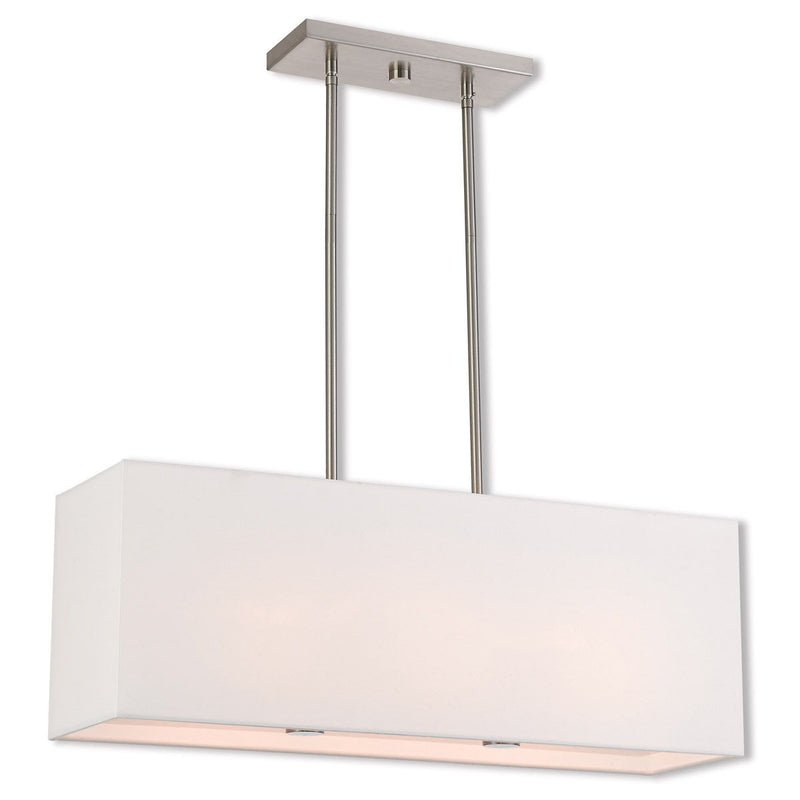 12" Three Light Dimmable Chandelier With Shades - Nickel