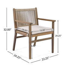 Load image into Gallery viewer, Outdoor Acacia Wood Patio Dining Armchair (Set of 2)
