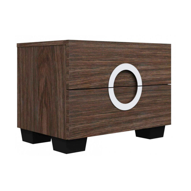 Two Drawers Manufactured Wood Mirrored Nightstand - Brown