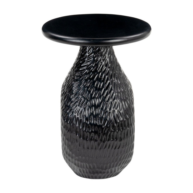 20" Solid Wood Round Pedestal End Table - Black
