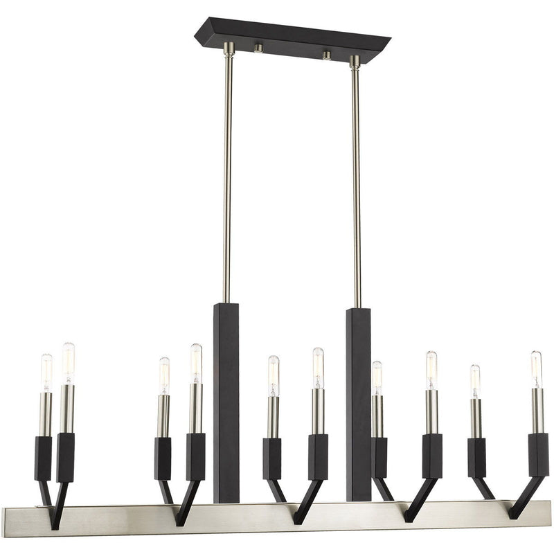 25" Ten Light Dimmable Chandelier With Shades - Nickel