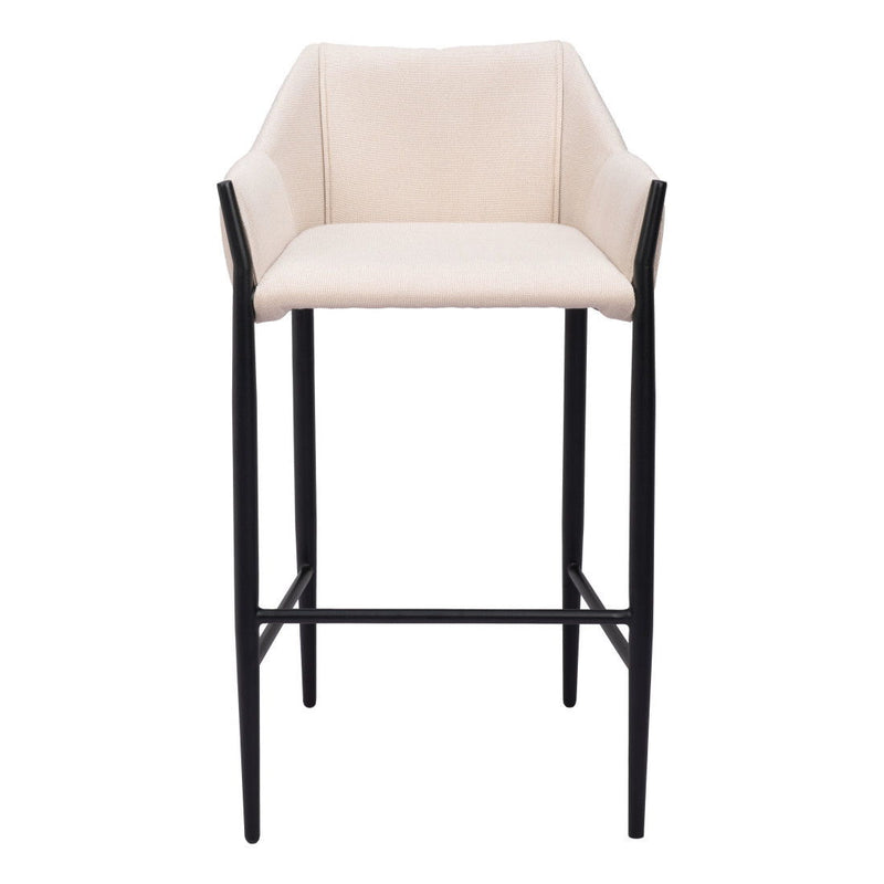 30" Fabric And Steel Bar Height Bar Chair - Beige And Black