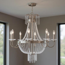 Load image into Gallery viewer, 33" Eight Light Metal Dimmable Chandelier With Shades - Nickel / Clear
