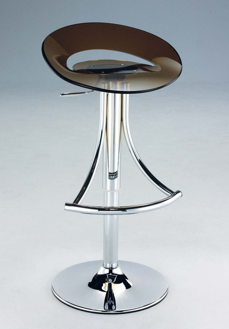 Acrylic And Metal Low Back Adjustable Height Bar Chair - Dark Gray And Silver