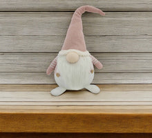 Load image into Gallery viewer, Fabric Christmas Standing Gnome Tabletop Sculpture (399337) - Pink / White
