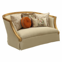 Load image into Gallery viewer, Curved Loveseat And Toss Pillows - Tan / Gold
