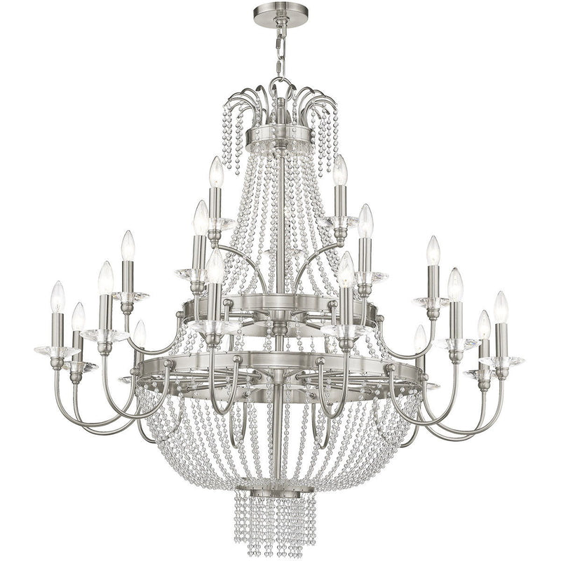 43" Multi Light Dimmable Chandelier With Shades - Nickel