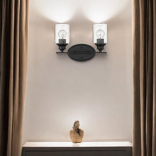 Load image into Gallery viewer, Two Light Wall Light With Clear Glass Shade - Matte Black
