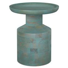 Load image into Gallery viewer, Wood Round End Table - Teal Blue
