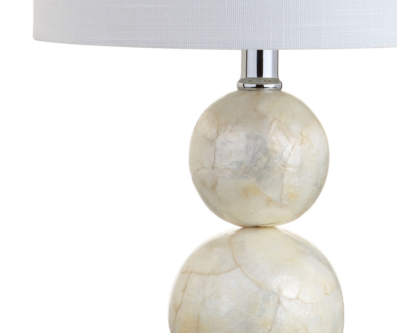 19" Globe Table Lamp With Drum Shade - White