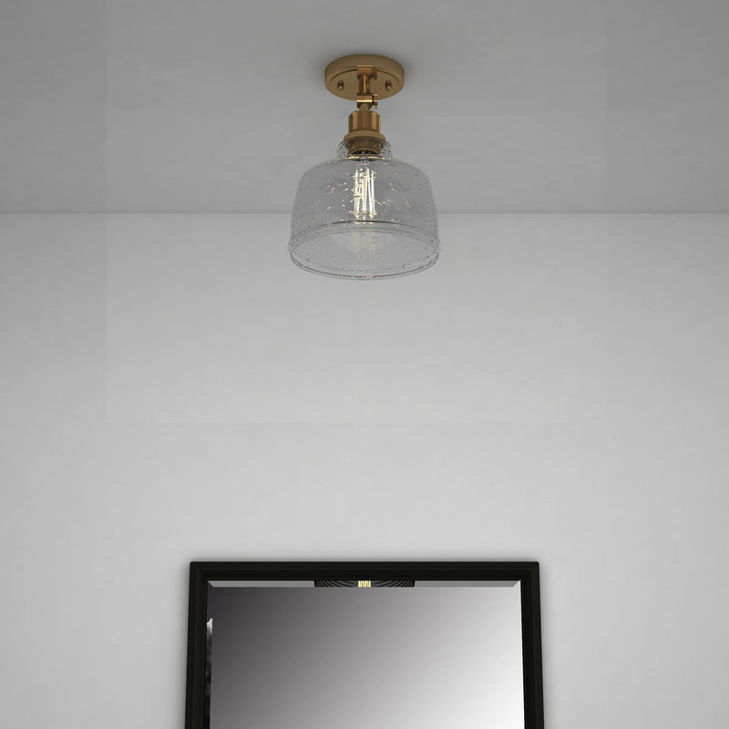 Shaded Metal Dimmable Flush Chandelier With Shades - Gold