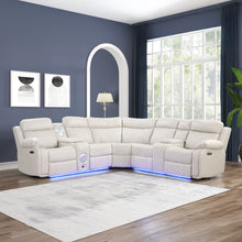 Load image into Gallery viewer, Lacrosse - Power Reclining Sectional Sofa &amp; Bluetooth Speakers, LED Lights, Console Storage, Cup Holders And USB Charging - Beige

