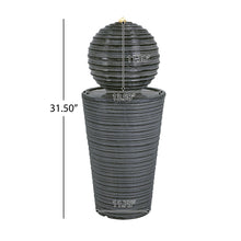 Load image into Gallery viewer, 31.5&quot; Tall Striped Column Fountain With LED Light Design For Outdoor Spaces - Gray
