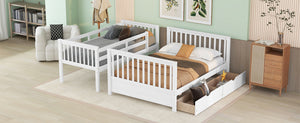 Twin-Over-Full Bunk Bed with Ladders and Two Storage Drawers (White){old sku:LT000165AAK}