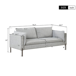 76.2" Modern Style 3 Seat Sofa Linen Fabric Upholstered Couch Furniture 3-Seats Couch for Different Spaces,Living Room,Apartment