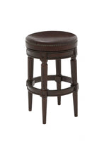 Load image into Gallery viewer, Faux Leather And Solid Wood Swivel Backless Counter Height Bar Chair - Wood Brown
