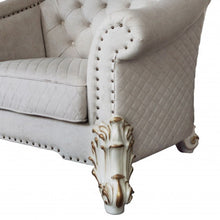 Load image into Gallery viewer, Two Tone Fabric Striped Arm Chair - Ivory And Antique Pearl
