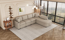 Load image into Gallery viewer, 109.8&quot;L-shaped Couch Sectional Sofa with Storage Chaise,Cup Holder and USB Ports for Living Room, Beige
