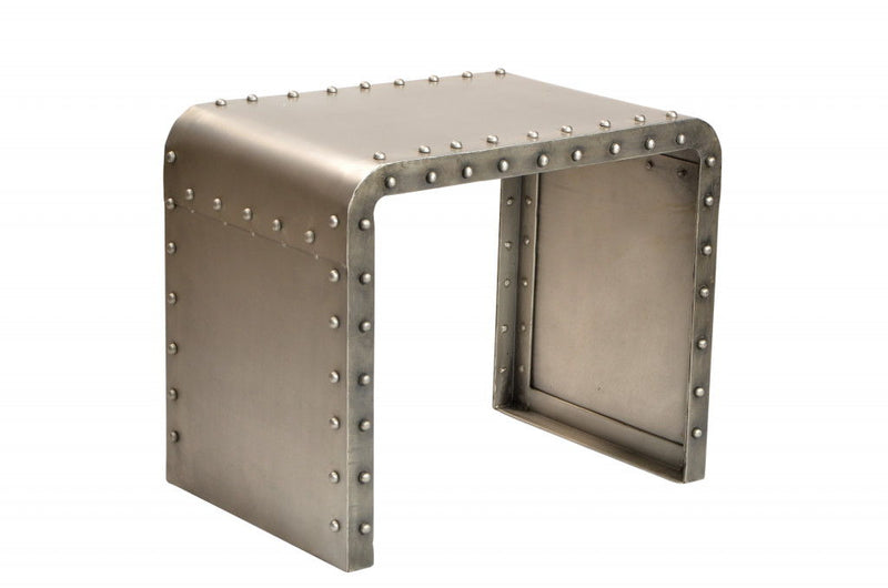 Metal Rectangular End Table - Pearl Silver