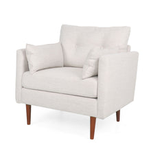 Load image into Gallery viewer, Contemporary Fabric Club Chair With Birch Wood Legs - Beige

