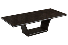 Load image into Gallery viewer, 98" Solid Wood Self-Storing Leaf Pedestal Base Dining Table - Dark Brown
