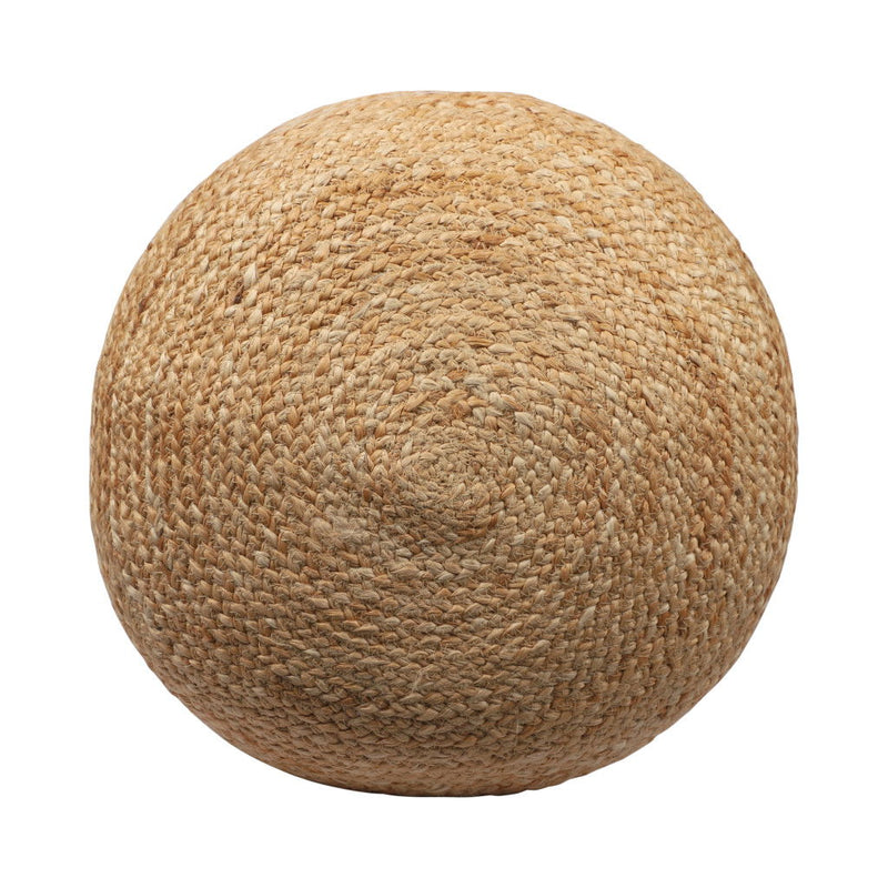 18" Jute Blend Cylinder Striped Pouf Ottoman - Natural And Gray