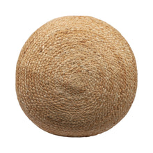 Load image into Gallery viewer, 18" Jute Blend Cylinder Striped Pouf Ottoman - Natural And Gray

