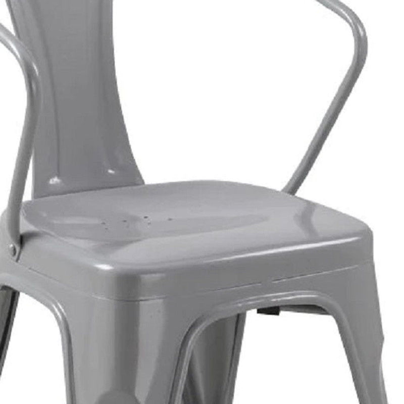 Metal Dining Arm Chairs (Set of 4) - Gray