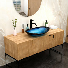 Load image into Gallery viewer, Tempered Glass Vessel Sink With Boat Shape Pop-Up Drain
