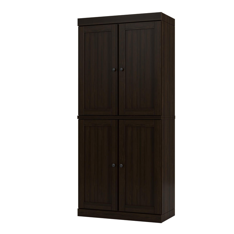 Adjustable Six Tier Library Bookcase With Four Doors (746701) - Espresso