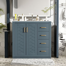 Load image into Gallery viewer, Retro Style Bathroom Vanity, 3 Drawers &amp; Soft Closing Doors
