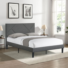 Load image into Gallery viewer, Upholstered Platform Bed Frame With Headboard, Wood Slat Support
