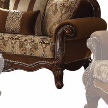 Load image into Gallery viewer, Loveseat And Toss Pillows - Brown Damask Chesterfield
