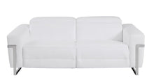 Load image into Gallery viewer, Italian Leather USB Sofa With Silver Legs - White
