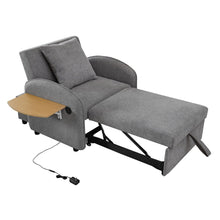 Load image into Gallery viewer, Convertible Single Chair Bed 3 In 1 Sofa With Computer Board And USB Ports - Gray
