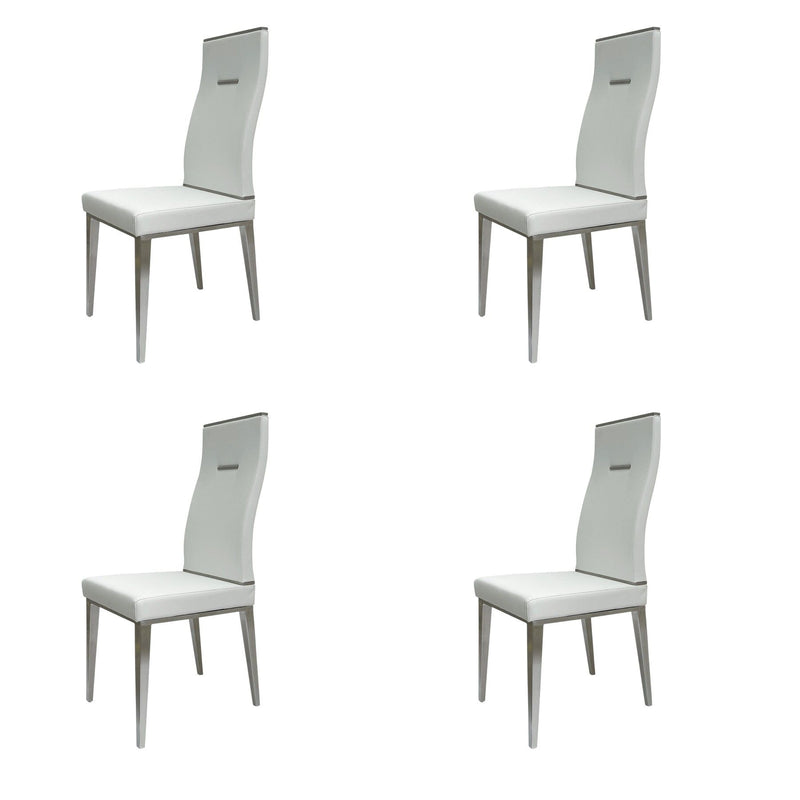 Upholstered Faux Leather Dining Side Chairs (Set of 4) - White