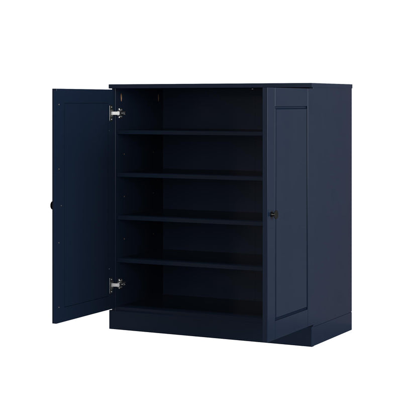 Twenty Pair Solid Woodshoe Storage Cabinet (752368) - Navy Blue