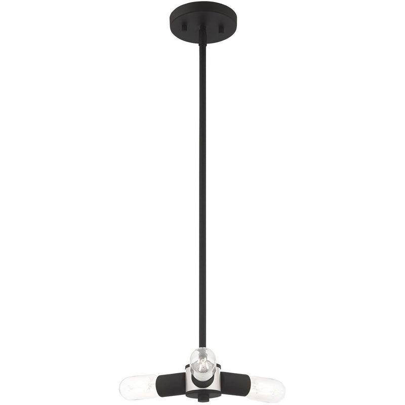 5" Three Light Dimmable Chandelier With Shades - Black
