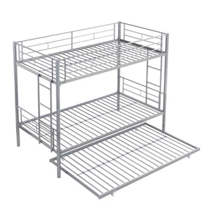 METAL BUNK BED WITH TRUNDLE  SILVER