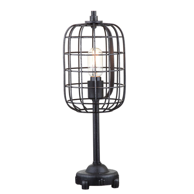 Geometric Novelty Table Lamp With Drum Shade - Black