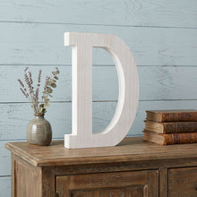 Load image into Gallery viewer, Wash Wooden Initial Letter D Sculpture - White
