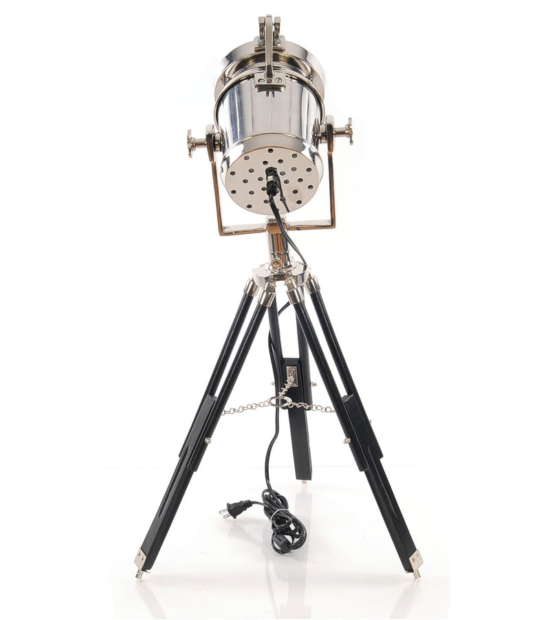 Alum Spot Light On Wooden Stand - Silver
