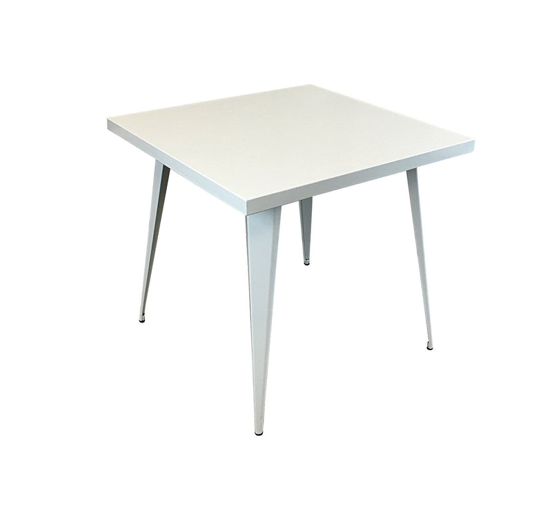 32" Steel And Metal Square Dining Table - White