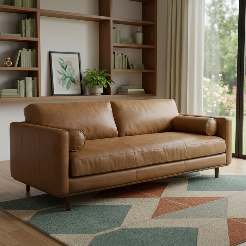 89" Leather Sofa - Brown