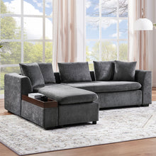 Load image into Gallery viewer, Modern L Shaped Sectional Sofa With Upholstery And Wooden Storage
