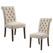 Load image into Gallery viewer, Tufted Linen And Solid Wood Dining Side Chairs (Set of 2) - Beige

